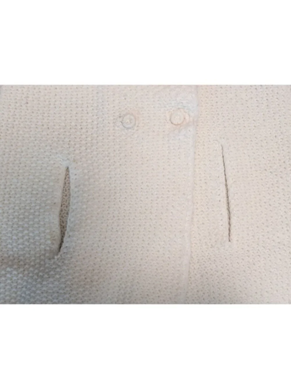 Handmade White Knit Wool Toddler Cape With Peter Pan Collar & Double Breasted Bu